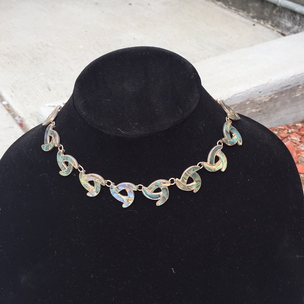 Vintage Taxco Sterling and Abalone Knot Necklace - Picture 11 of 11